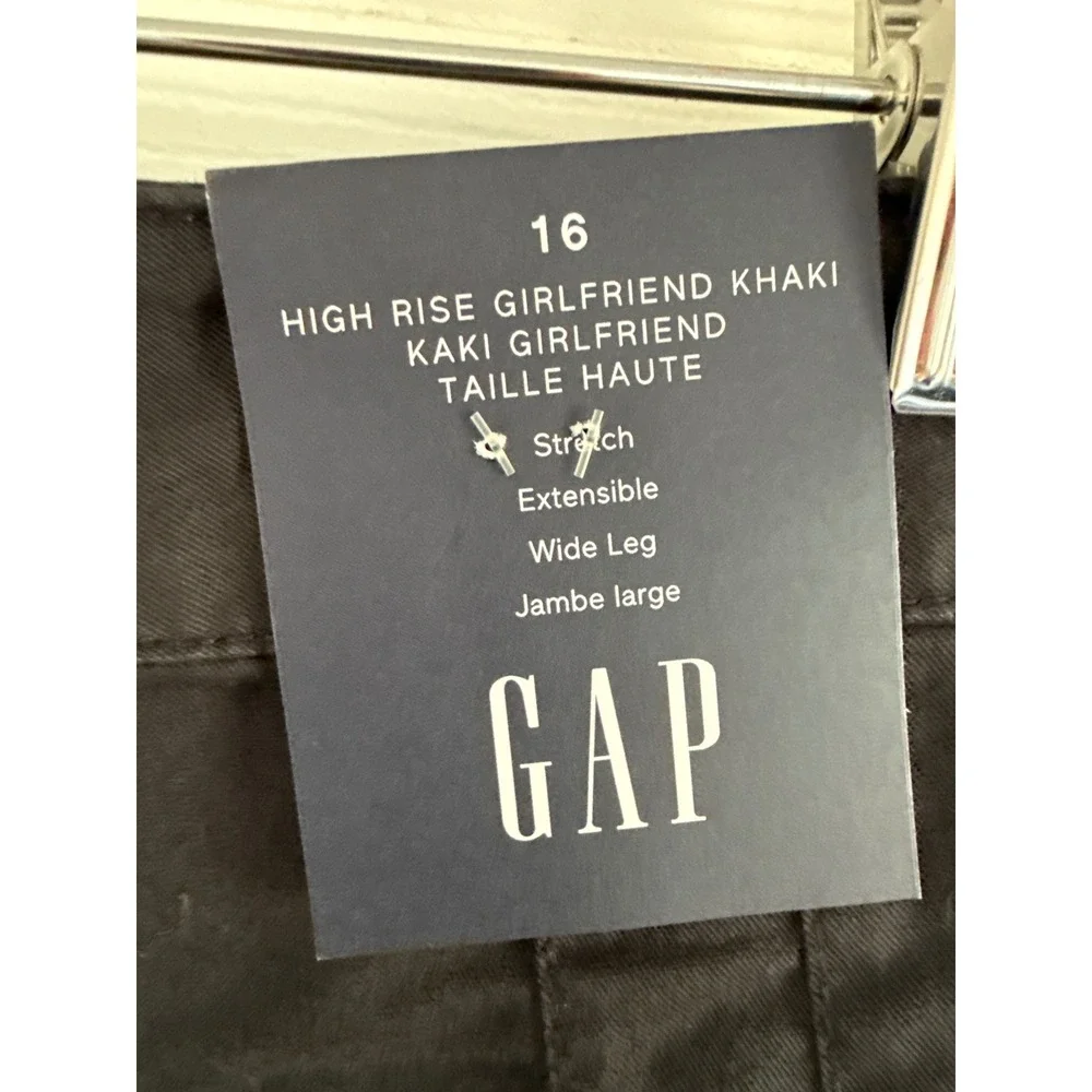 GAP Women's Size 16 Black High-Rise Girlfriend Khaki Wide Leg Pants New with Tag